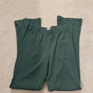 Green aritzia ribbed flare pants
